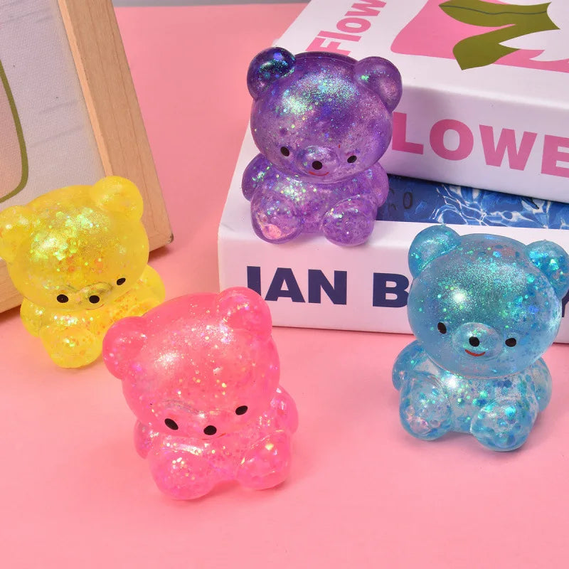 🐻 Ourson Magique Pailleté – Squishy Anti-Stress ✨