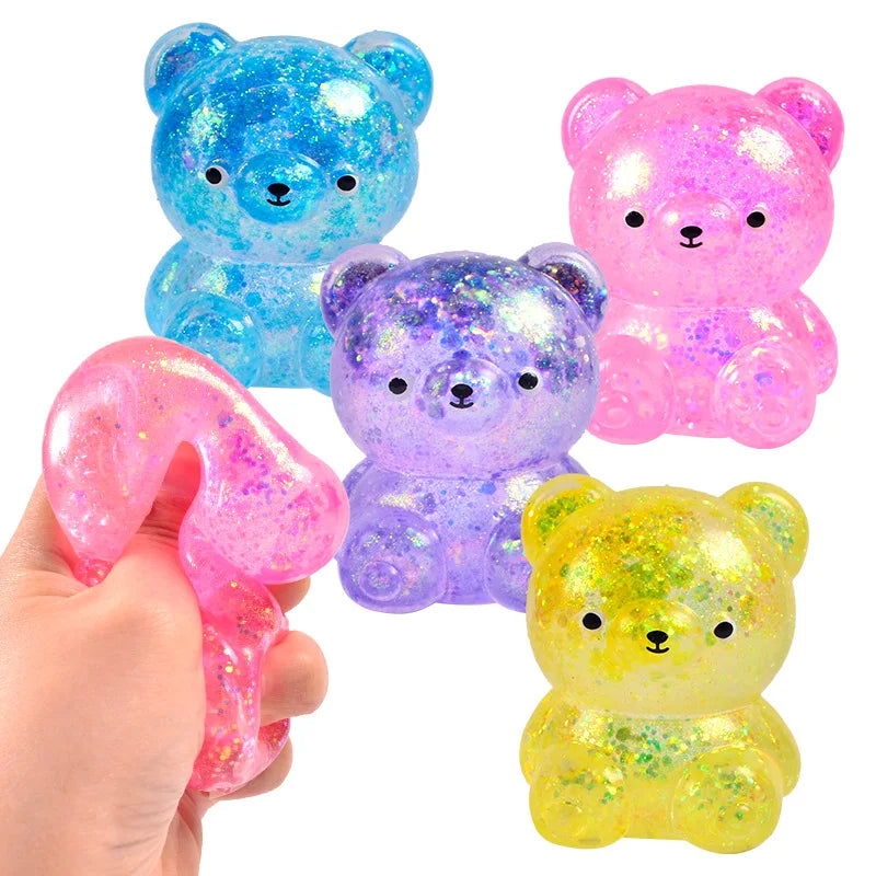 🐻 Ourson Magique Pailleté – Squishy Anti-Stress ✨