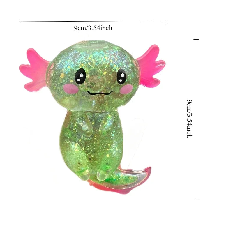 ✨ Axolotl Squishy Pailleté – Jouet Anti-Stress Ultra Mignon
