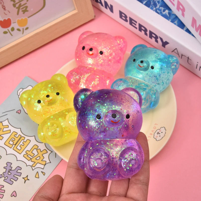🐻 Ourson Magique Pailleté – Squishy Anti-Stress ✨