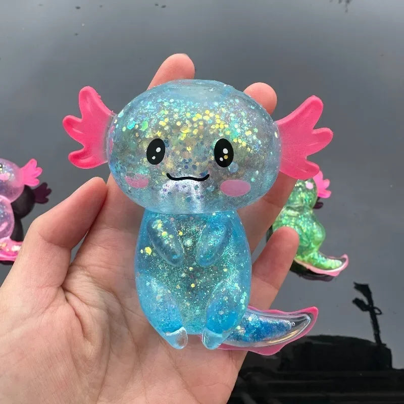 ✨ Axolotl Squishy Pailleté – Jouet Anti-Stress Ultra Mignon