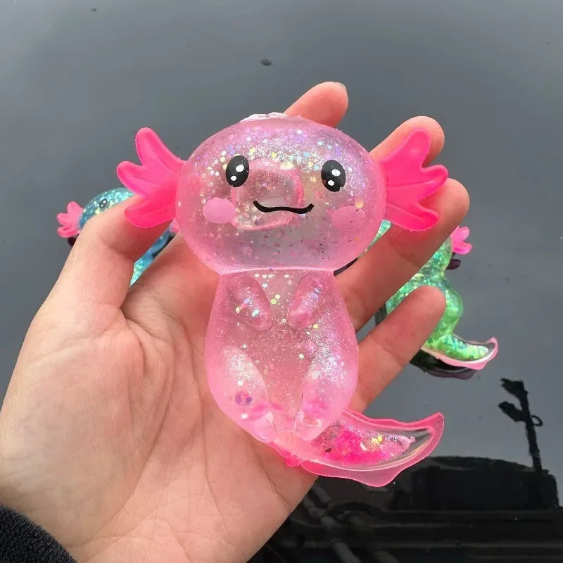 ✨ Axolotl Squishy Pailleté – Jouet Anti-Stress Ultra Mignon