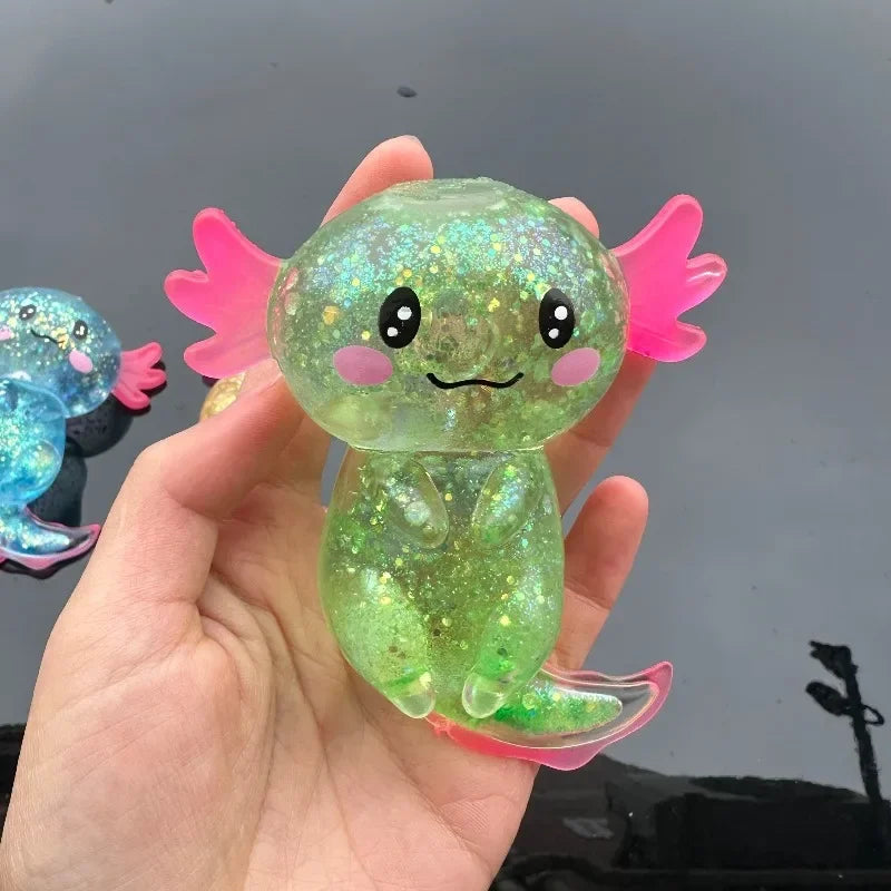✨ Axolotl Squishy Pailleté – Jouet Anti-Stress Ultra Mignon