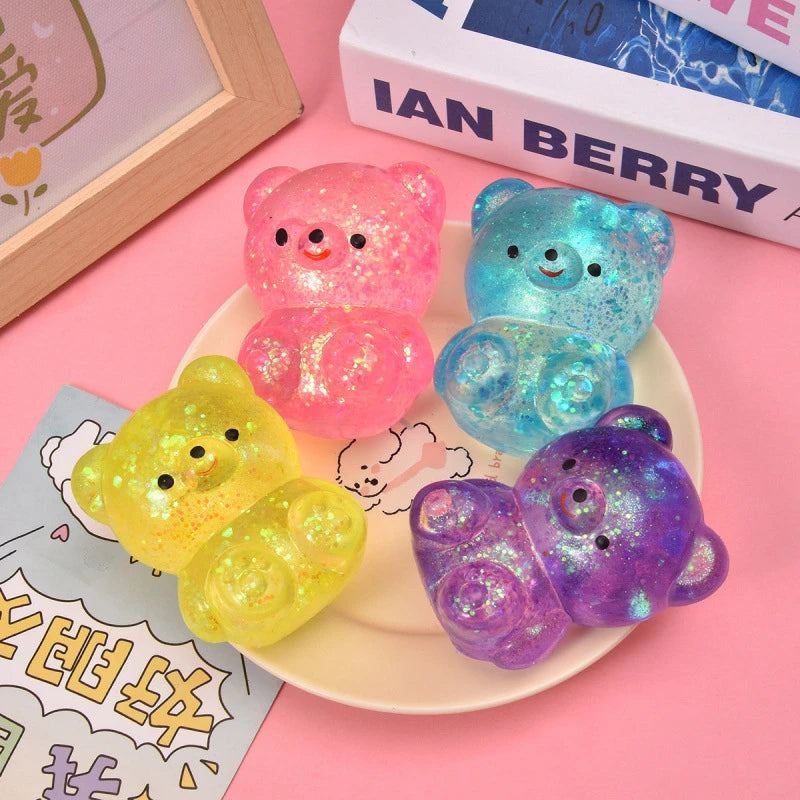 🐻 Ourson Magique Pailleté – Squishy Anti-Stress ✨