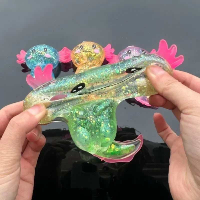 ✨ Axolotl Squishy Pailleté – Jouet Anti-Stress Ultra Mignon