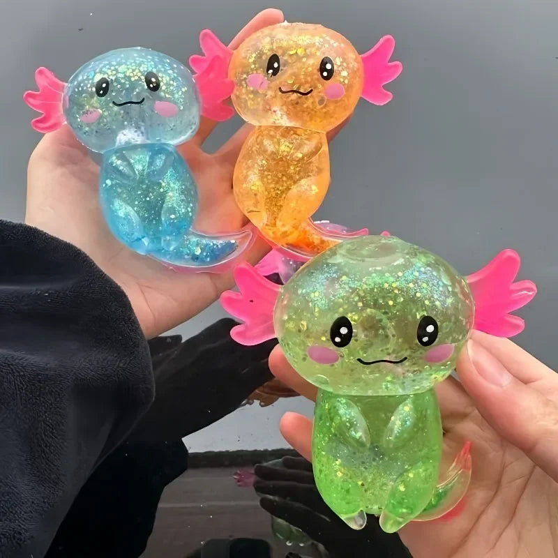 ✨ Axolotl Squishy Pailleté – Jouet Anti-Stress Ultra Mignon