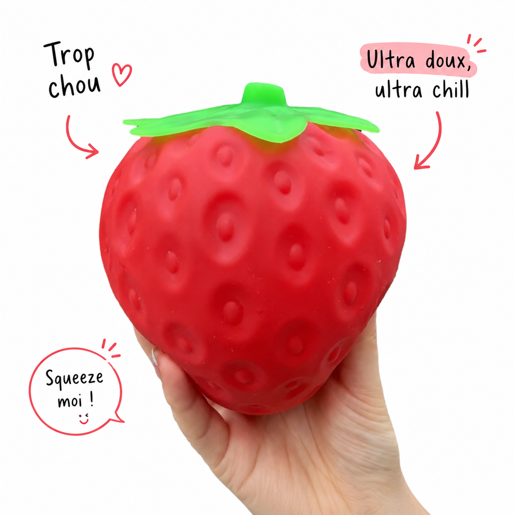 🍓 Fraise Squishy XXL – Douce, Moelleuse & Ultra Satisfaisante