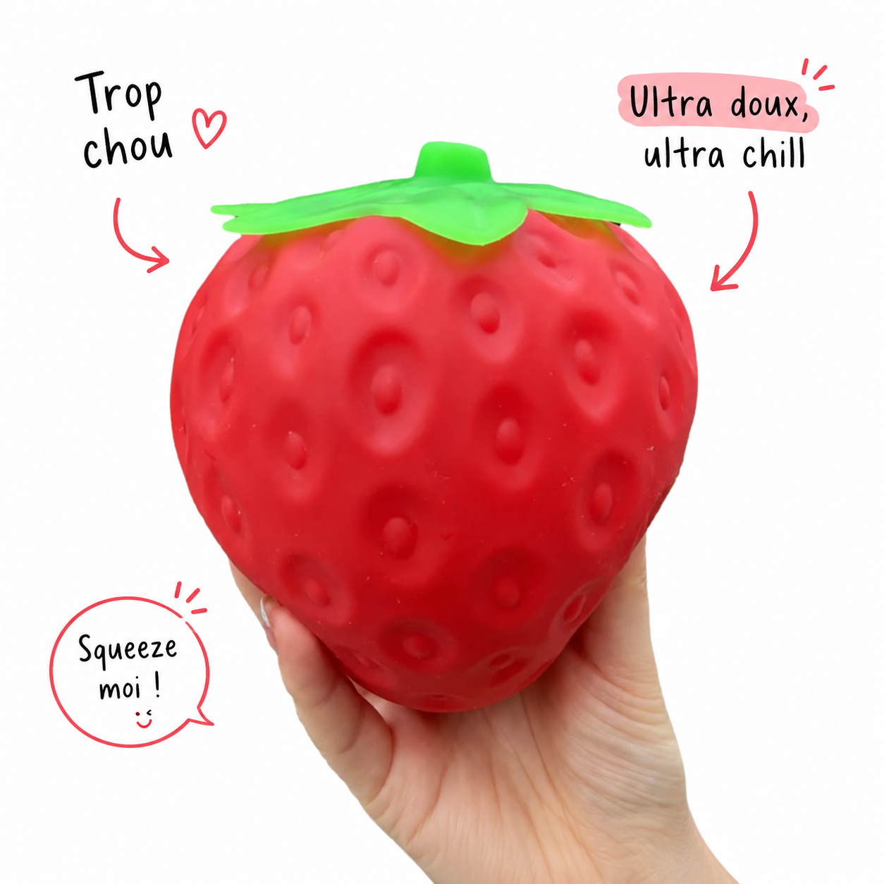 🍓 Fraise Squishy XXL – Douce, Moelleuse & Ultra Satisfaisante